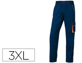 Deltaplus Pantalón de trabajo Panostyle Cintura Ajustable 5 Bolsillos Color Azul Naranja Talla 3XL