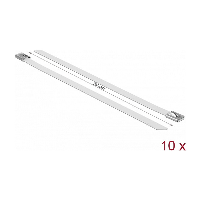 DeLOCK 18821 Bridas de acero inoxidable 200 x 7,9 mm blanco, 10 piezas DeLOCK 18821 Bridas de acero inoxidable 200 x 7,9 mm blanco, 10 piezas