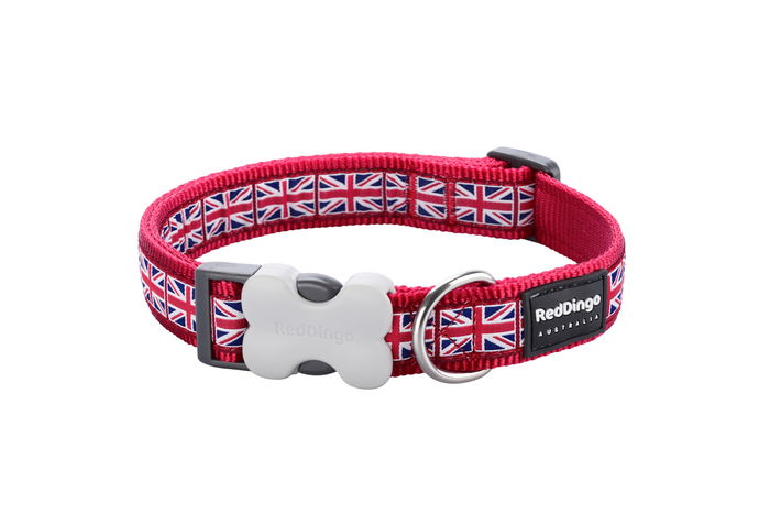 Red Dingo Collar Union Jack Flag On Red 20 mm X 31-47 cm
