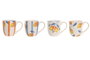 DKD Home Decor Set de 4 Tazas de Gres Limón Relieve 360ml
