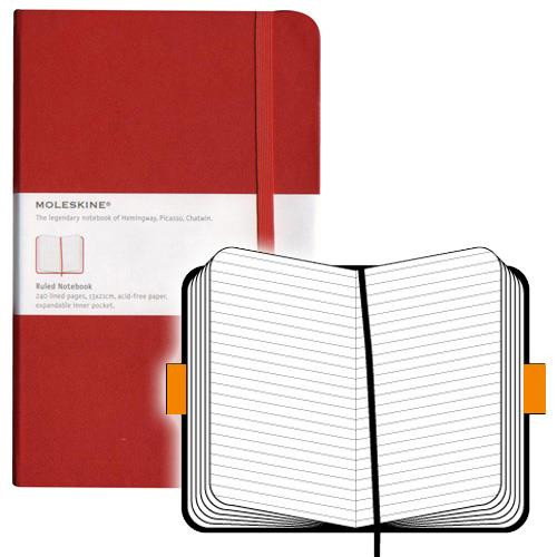 Cuaderno Moleskine Clasico Tapa Dura 13X21 240H 70Gr. Horizontal Con Goma Roja