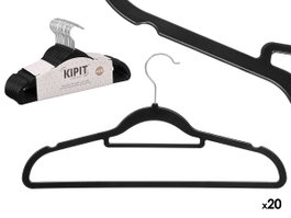 KIPIT Set de 8 Perchas de Plástico y Metal en Negro