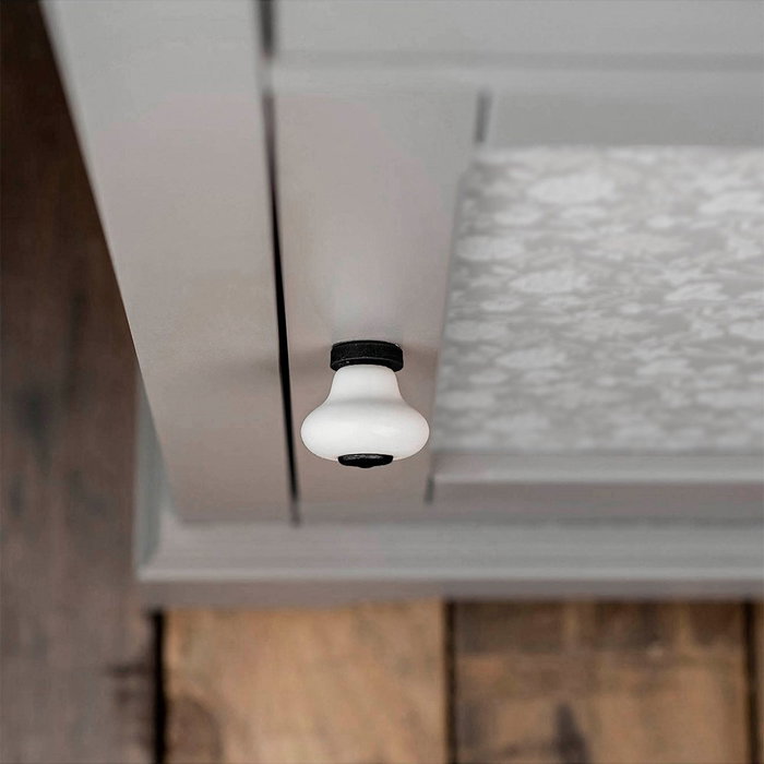 Rei Pomo para Mueble Modelo 824 de Porcelana y Metal con Acabado Negro Mate y Blanco, Ø31 x 28 mm