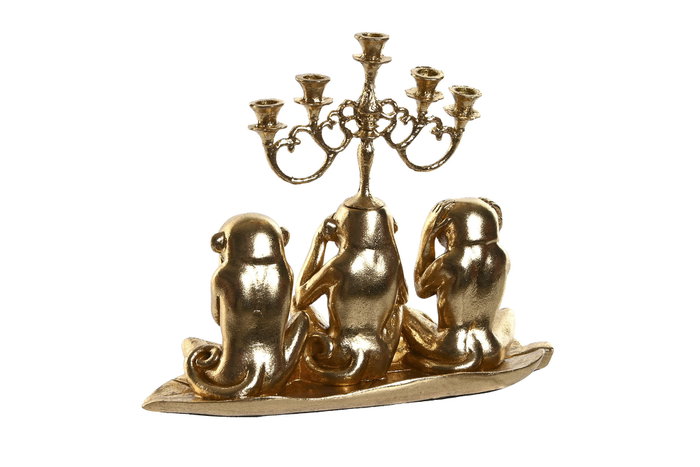 DKD Home Decor Candelabro de Resina Dorado