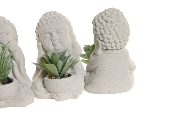 DKD Home Decor Figura Buda Cactus Surtida de Cemento y PVC