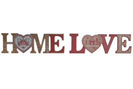 DKD Home Decor Decoración MDF Love/Home 40x1x12,5 Surtido 2 Unidades
