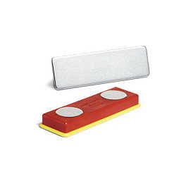 Durable Set de 10 Imanes y Placas Metálicas Rojo/Amarillo