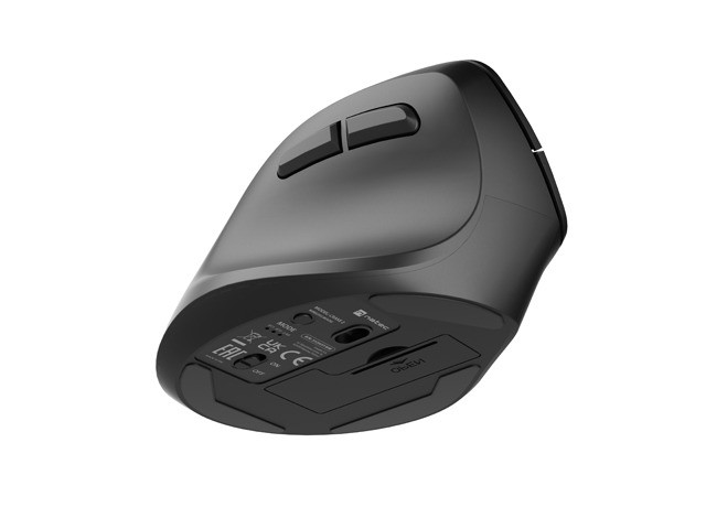 Natec Crake 2 Mouse Vertical Inalámbrico Ergonómico para Zurdos, 2400 DPI, 6 Botones, Bluetooth 5.2/2.4 GHz
