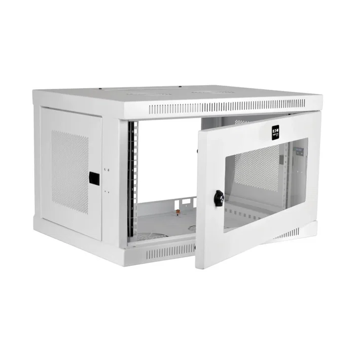 Tripp Lite SRW6UWG Gabinete Rack 6U de Pared, Blanco, 19", con Ventana de Acrílico, Cerradura, 91 kg de Capacidad, para Switch/Equipo de Red, Incluye Rieles