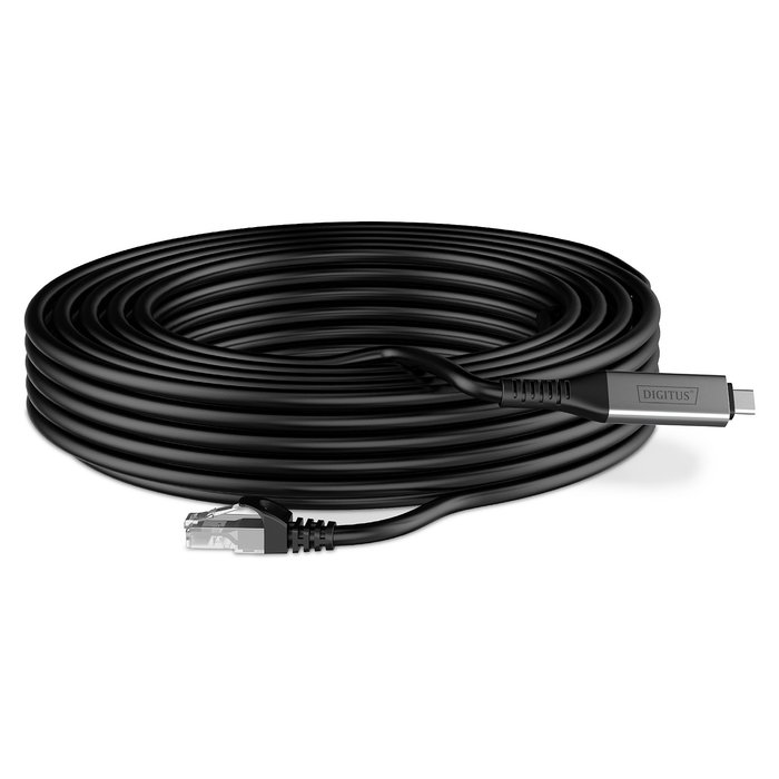 Digitus Cable Ethernet USB 3.2 RJ45 de 15 m - Cat6a S/FTP 1 Gbit/s, Negro