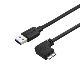 Startechcom Cable USB 3.0 Micro USB a USB A de 1 m, Acodado a la Derecha, Delgado y Flexible