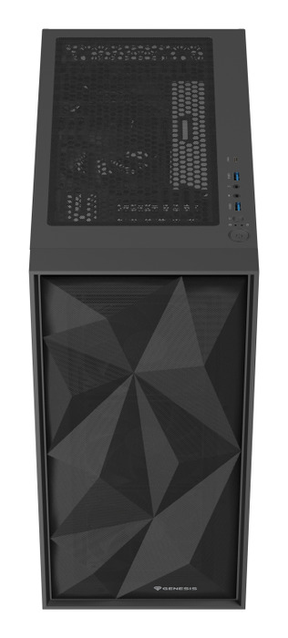 GENESIS 605F Midi Tower Negro PC Juego ATX Micro-ATX Mini-ITX con Ventana de Vidrio Templado y Filtro Anti-polvo