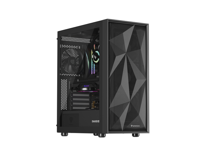 GENESIS 605F Midi Tower Negro PC Juego ATX Micro-ATX Mini-ITX con Ventana de Vidrio Templado y Filtro Anti-polvo