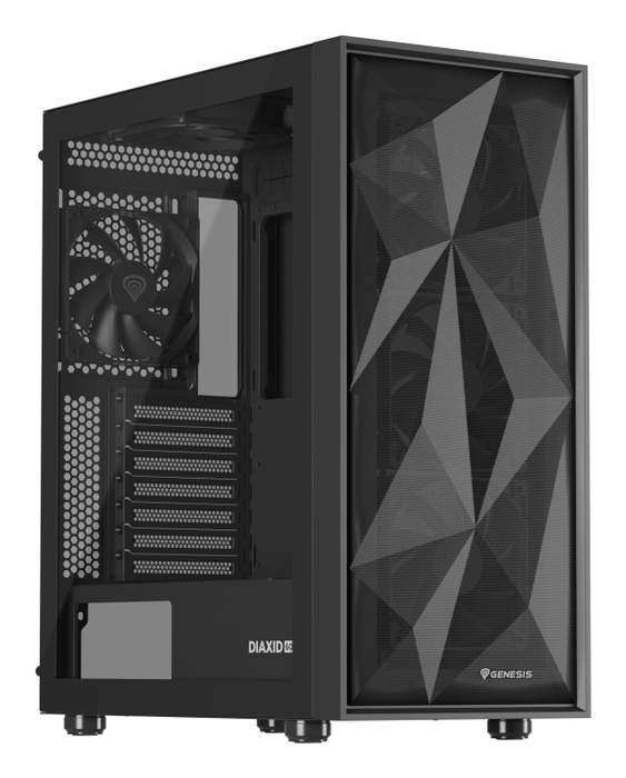 GENESIS 605F Midi Tower Negro PC Juego ATX Micro-ATX Mini-ITX con Ventana de Vidrio Templado y Filtro Anti-polvo