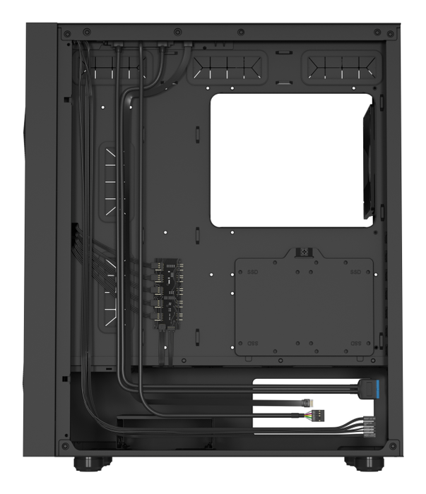 GENESIS 605F Midi Tower Negro PC Juego ATX Micro-ATX Mini-ITX con Ventana de Vidrio Templado y Filtro Anti-polvo