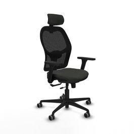 PIQUERAS Y CRESPO Silla de oficina Jorquera con mecanismo Sincro/Traslack y Brazos 3D, Negra