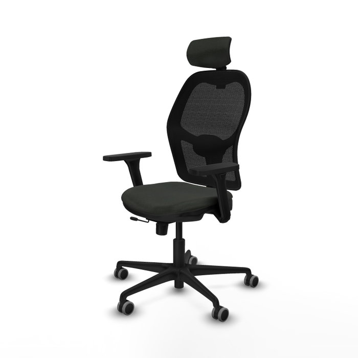 PIQUERAS Y CRESPO Silla de oficina Jorquera con mecanismo Sincro/Traslack y Brazos 3D, Negra