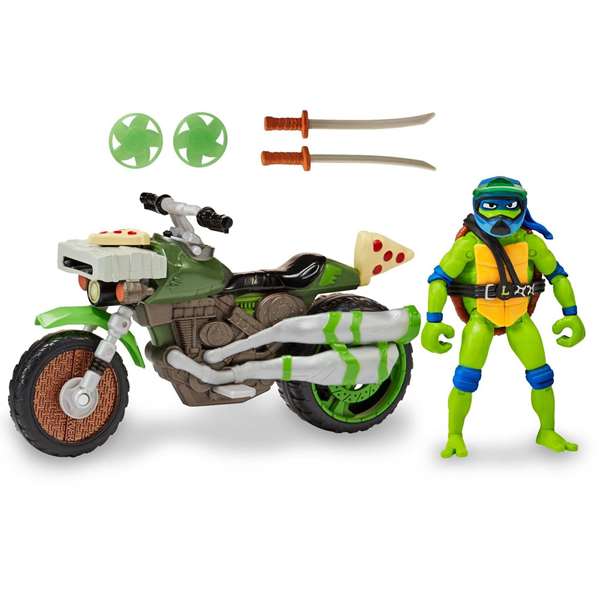 Famosa Figuras Tortugas Ninja con Vehículo (Moto Sidecar o Moto Batalla) 33x19 cm - Modelos Surtidos