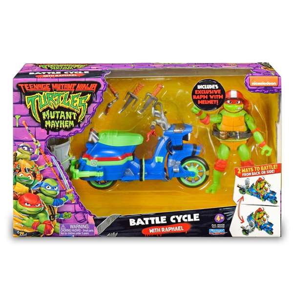 Famosa Figuras Tortugas Ninja con Vehículo (Moto Sidecar o Moto Batalla) 33x19 cm - Modelos Surtidos