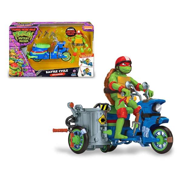 Famosa Figuras Tortugas Ninja con Vehículo (Moto Sidecar o Moto Batalla) 33x19 cm - Modelos Surtidos