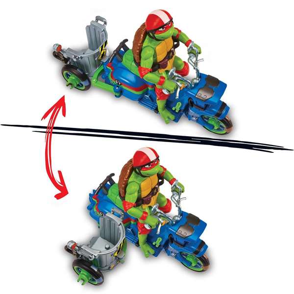 Famosa Figuras Tortugas Ninja con Vehículo (Moto Sidecar o Moto Batalla) 33x19 cm - Modelos Surtidos