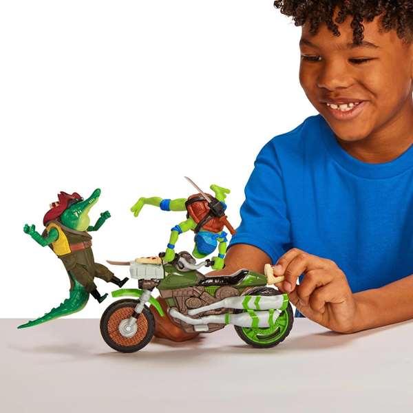 Famosa Figuras Tortugas Ninja con Vehículo (Moto Sidecar o Moto Batalla) 33x19 cm - Modelos Surtidos