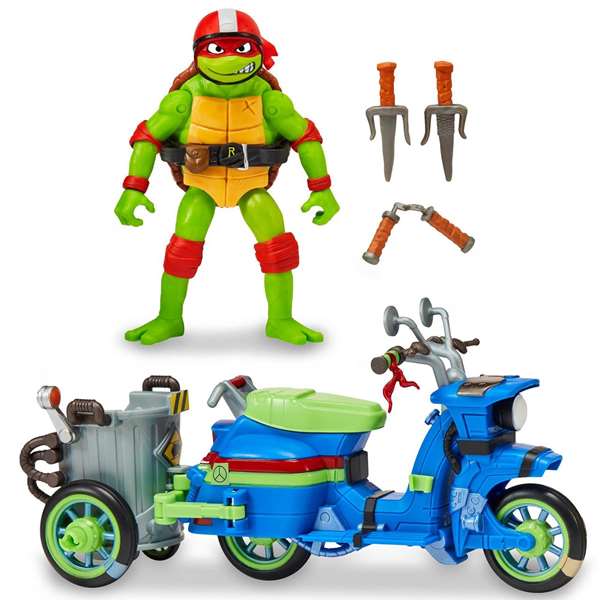 Famosa Figuras Tortugas Ninja con Vehículo (Moto Sidecar o Moto Batalla) 33x19 cm - Modelos Surtidos