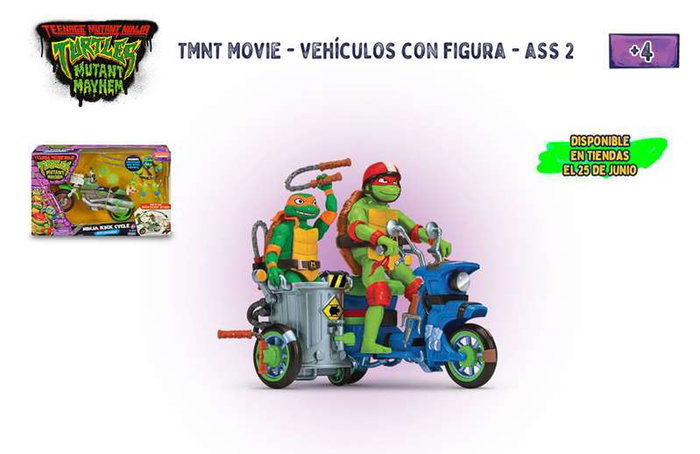 Famosa Figuras Tortugas Ninja con Vehículo (Moto Sidecar o Moto Batalla) 33x19 cm - Modelos Surtidos