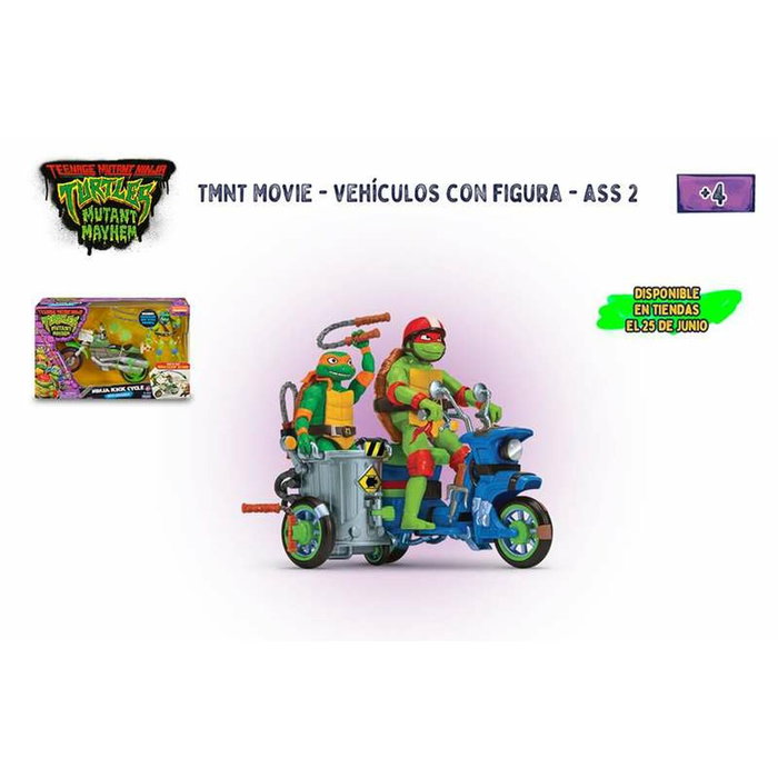 Famosa Figura Tortugas Ninja con Vehículo (Moto Sidecar o Moto Batalla)