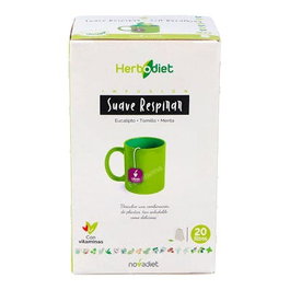 NOVADIET Infusión Suave Respirar 20 Filtros Ayuda al Aparato Respiratorio Eucalipto Tomillo Menta Vitamina C