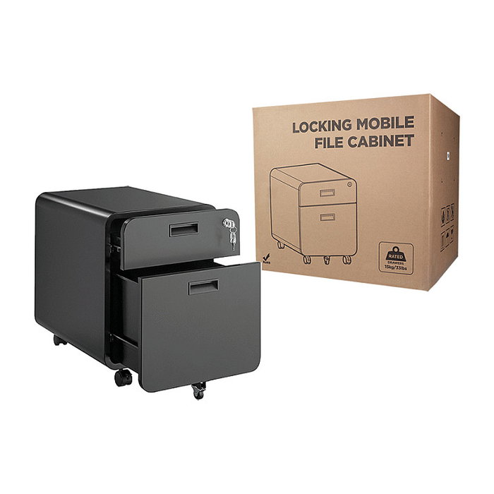 LogiLink Archivador móvil de 2 cajones con cerradura, negro