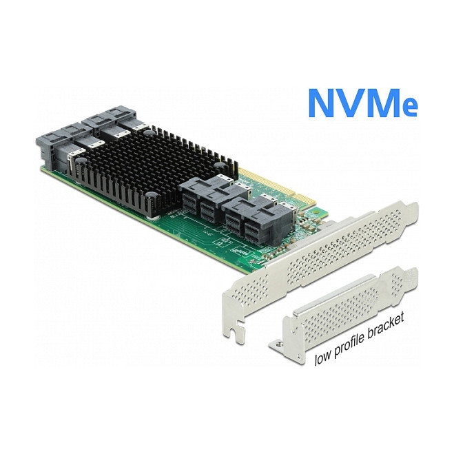 DeLOCK Tarjeta de expansión PCIe 3.0 x16 a 8 x interna NVMe SFF-8643 (Mini-SAS), perfil bajo, pasiva, 32 Gbit/s DeLOCK Tarjeta de expansión PCIe 3.0 x16 a 8 x interna NVMe SFF-8643 (Mini-SAS), perfil bajo, pasiva, 32 Gbit/s