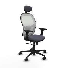 PIQUERAS Y CRESPO Silla de oficina Jorquera con mecanismo Sincro/Traslack, Gris oscuro y Blanco
