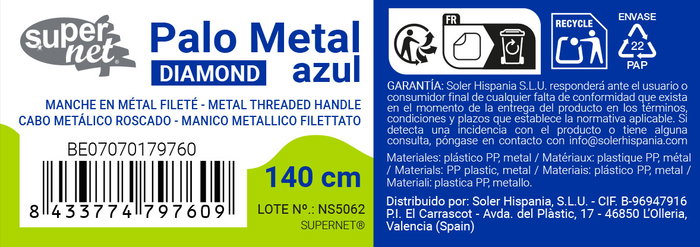Inde Palo Metal Azul Diamond 140 cm (12 Unidades) Inde Palo Metal Azul Diamond 140 cm (12 Unidades)