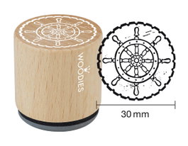 Woodies Sello de madera y caucho timón 33x30mm