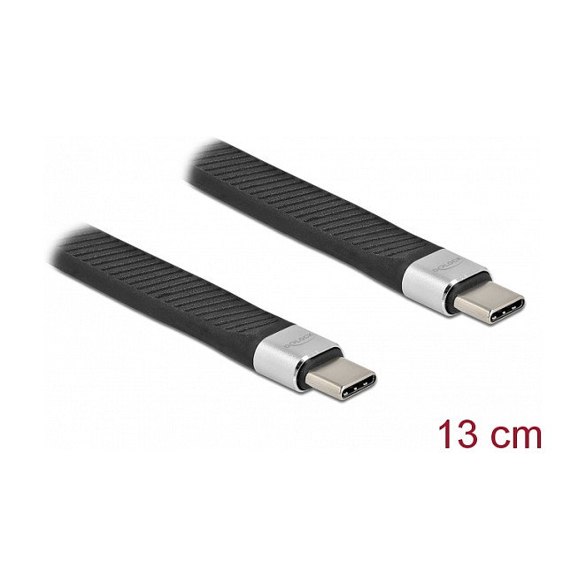 DeLOCK Cable de cinta plana USB 2.0 FPC USB Type-C a USB Type-C 13 cm PD 5 A E-Marker Negro