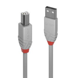 Lindy 3m USB 2.0 Type A to B Cable, Anthra Line, Gris