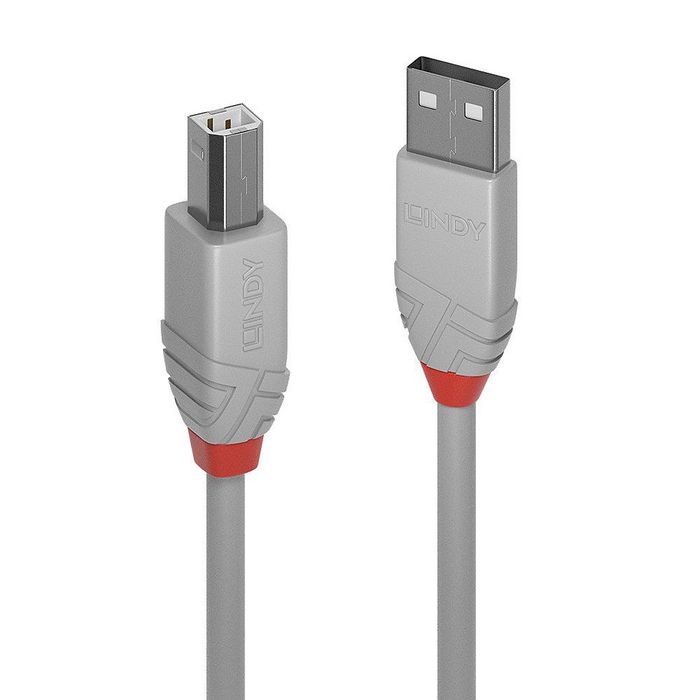 Lindy 3m USB 2.0 Type A to B Cable, Anthra Line, Gris Lindy 3m USB 2.0 Type A to B Cable, Anthra Line, Gris