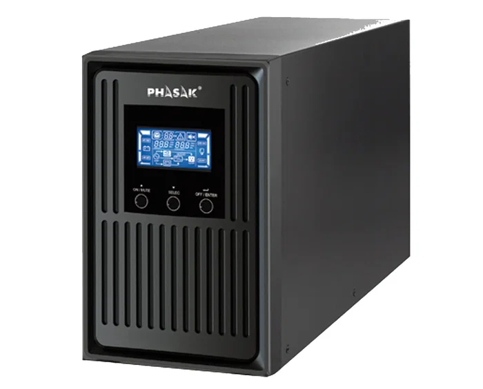Phasak PH 8030 SAI Online UPS Doble Conversión 3kVA 2700W con Pantalla LCD, 3 Salidas AC, Modo ECO, Compatible con Generador - Factor de Potencia 0.9
