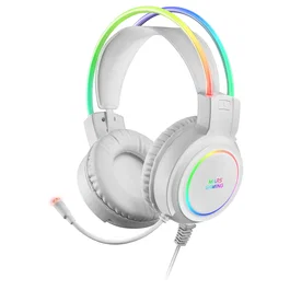 Mars Gaming Auriculares Gaming MHRGBW con Iluminación RGB 360°, Micrófono, Ultra-Bass 3D, Alámbrico, USB y Jack 3.5mm, Color Blanco