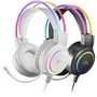 Mars Gaming Auriculares Gaming MHRGBW con Iluminación RGB 360°, Micrófono, Ultra-Bass 3D, Alámbrico, USB y Jack 3.5mm, Color Blanco