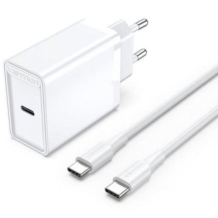 Vention Cargador de Pared FAHWF-EU con 1xUSB Tipo-C y 2x Cable USB Tipo-C, 25W Vention Cargador de Pared FAHWF-EU con 1xUSB Tipo-C y 2x Cable USB Tipo-C, 25W