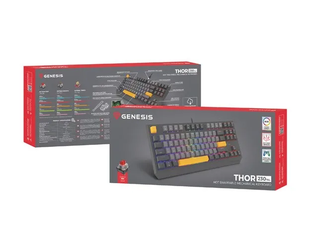 Genesis Thor 230 TKL Anchor Gray Negative RGB Teclado Mecánico Outemu Red QWERTY