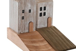 DKD Home Decor Sujetapuertas Boho Blanco Natural Pino 6 x 12 x 16 cm (12 Unidades)