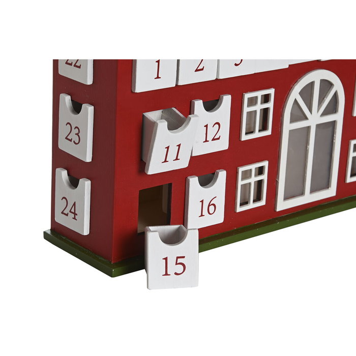 DKD Home Decor Calendario de Adviento LED de Madera, Surtido de 2 Unidades (Rojo y Rosa)
