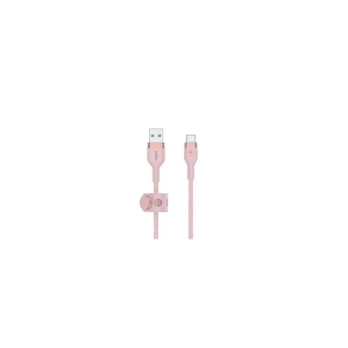 Belkin Cable USB-C a USB-A 1m Carga Rápida PD Certificado MFi Trenzado Silicona Antienredos Rosa CAA011ds1MPK