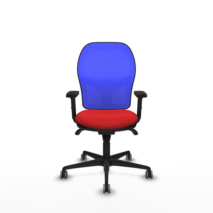 PIQUERAS Y CRESPO Silla de oficina Jorquera con mecanismo Sincro, Similpiel Rojo y Malla Azul