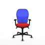 PIQUERAS Y CRESPO Silla de oficina Jorquera con mecanismo Sincro, Similpiel Rojo y Malla Azul