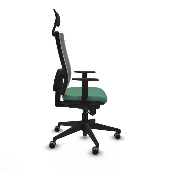 PIQUERAS Y CRESPO Silla de oficina Horna, Mecanismo Sincro, Verde esmeralda/Gris
