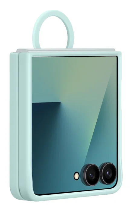 Samsung Funda Ring Case Silicone con Anillo para Galaxy Z Flip7, Color Menta Light Cyan, Modelo Compatible Flip7 - Protección para Cámara